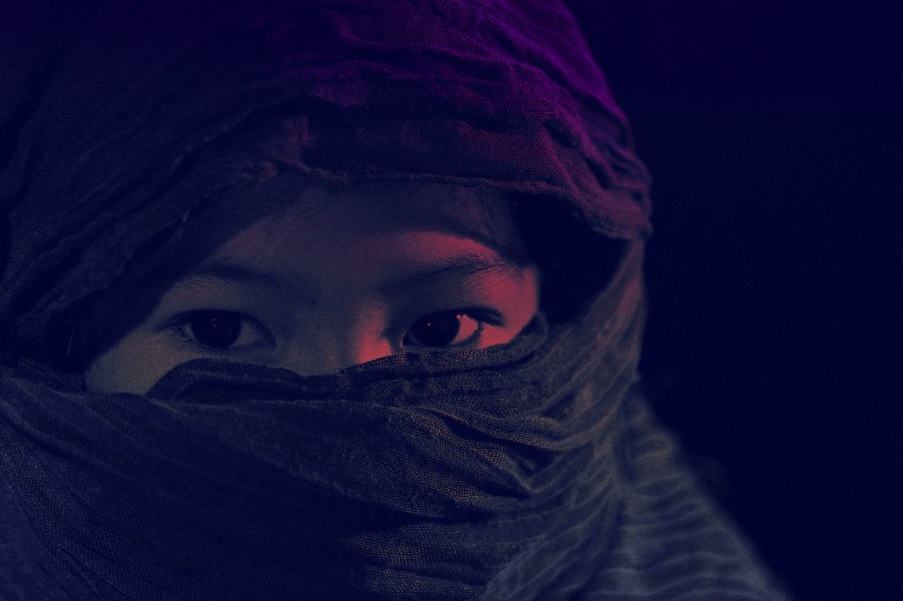 Portrait of a child's face cover