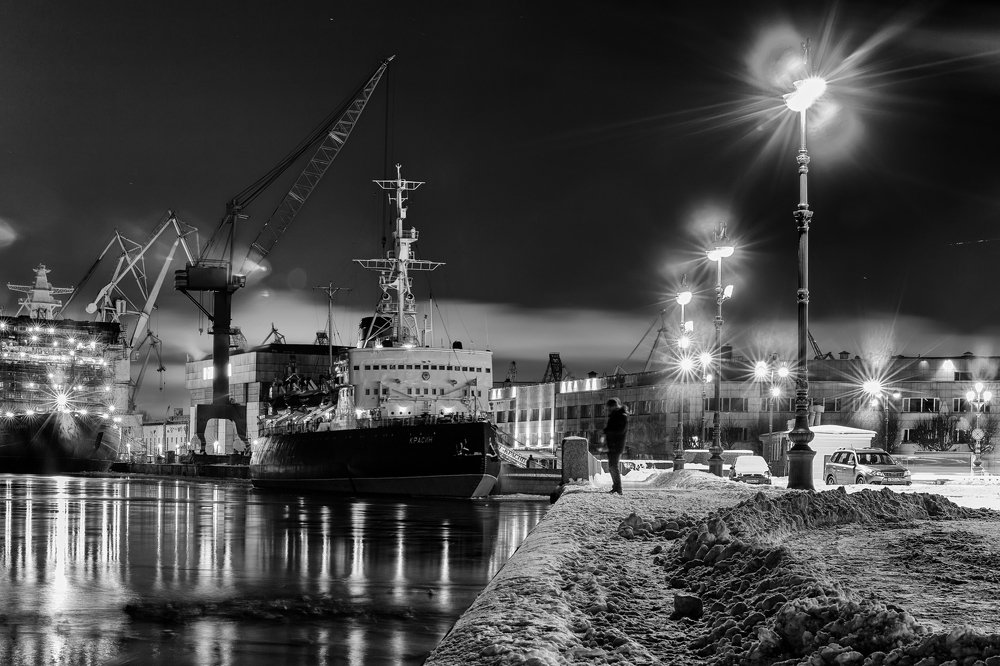 Evening feeding winter ducks - Вечернее кормление зимних уток