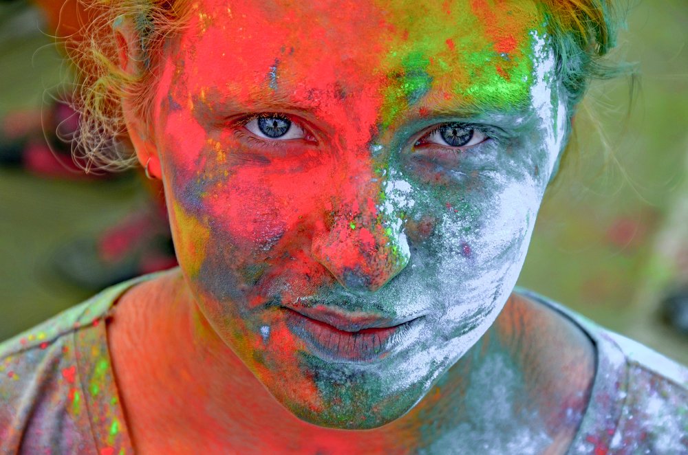 portrait from the festival of colors in the street