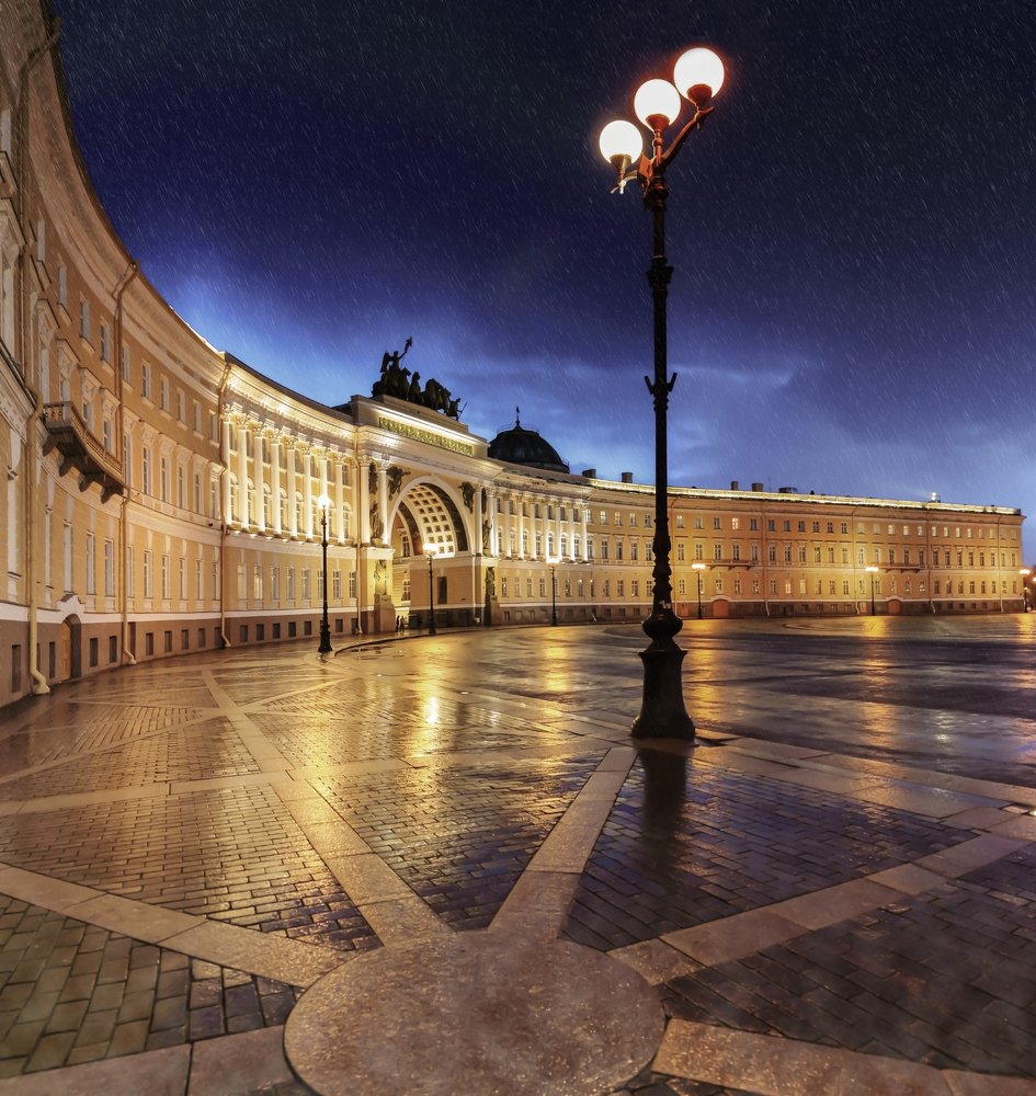 Rain on Palace square, St. Petersburg