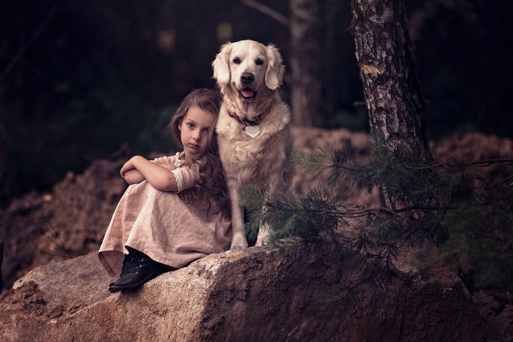 Girl's portrait with her dog