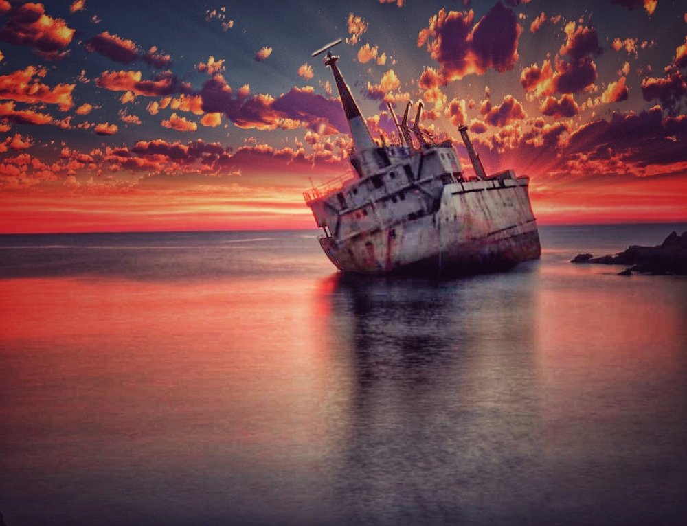 Sunset and the Shipwreck
