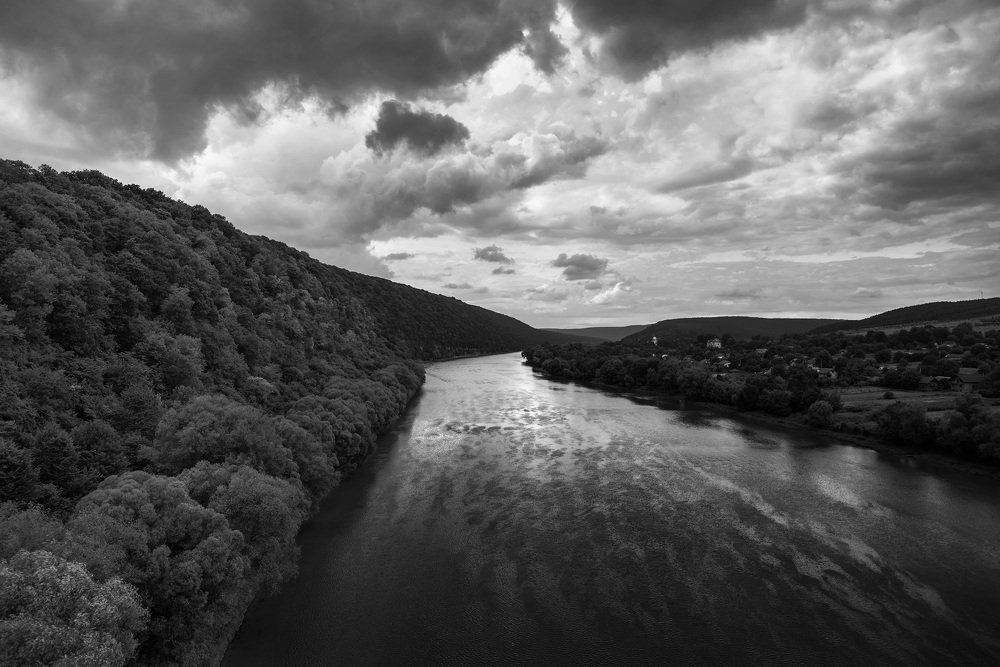 Beautiful river at the foot of the mountains