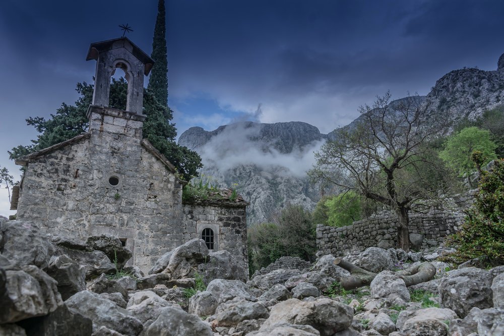 Kotor St. John Fortress and Mountains View.