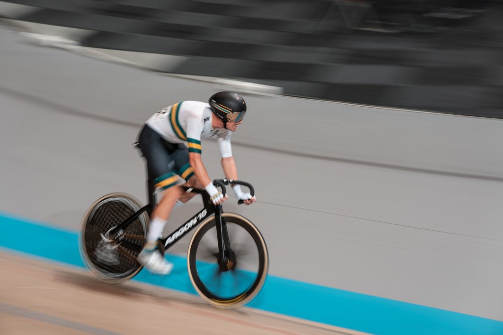 Paralympic cyclist in motion