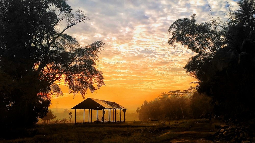 Sunrise on village