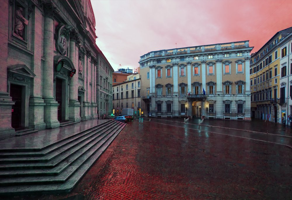 Рим, вечер, дождь.