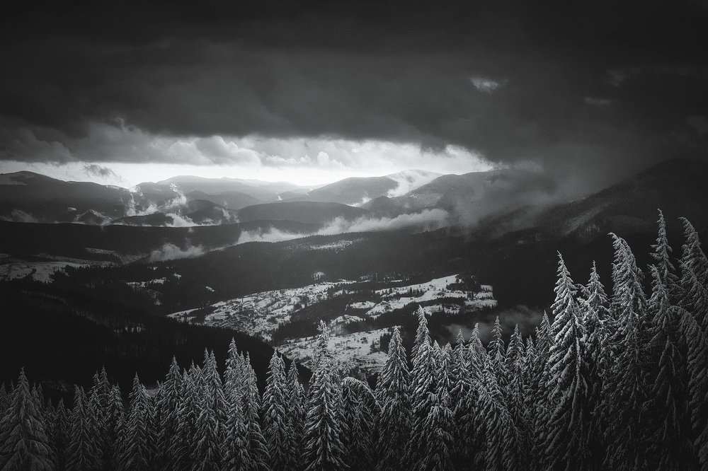 Moody Sunrise in Carpathians
