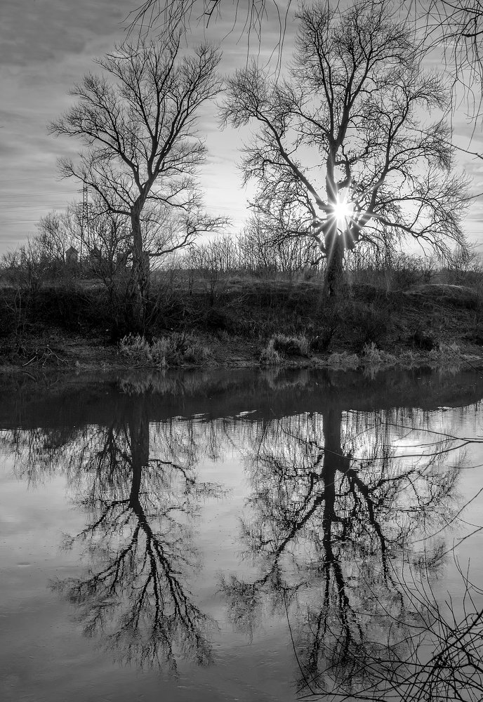 Sunset over the river