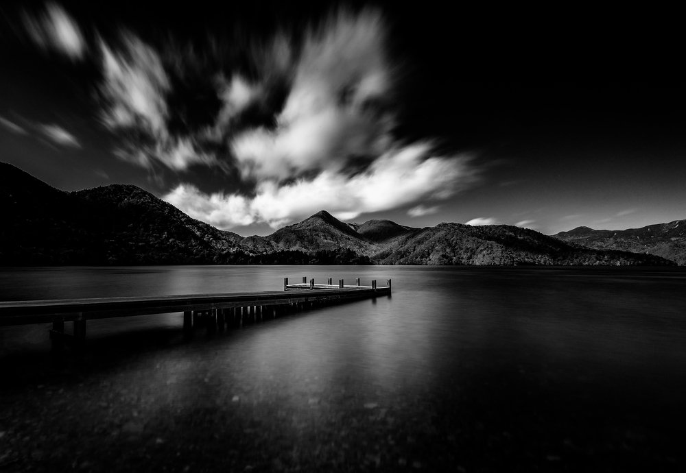 flying clouds on the lake