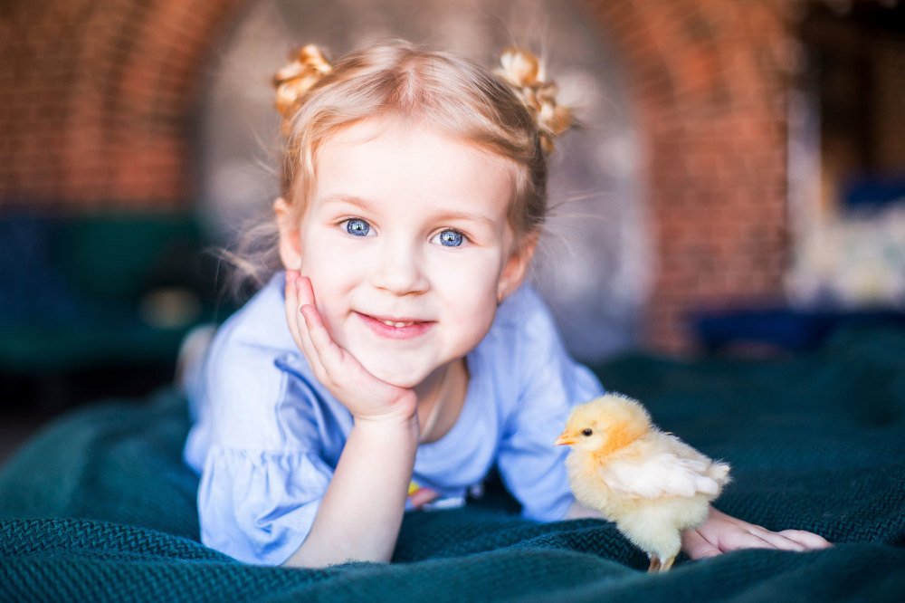 Цыпленок и девочка