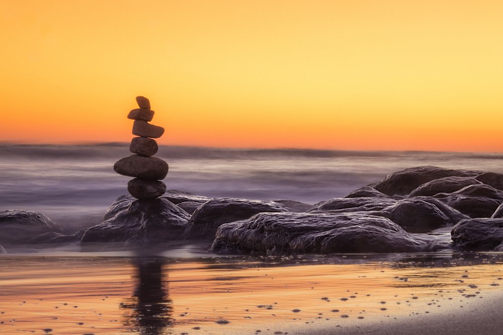 Pedras ao por do sol