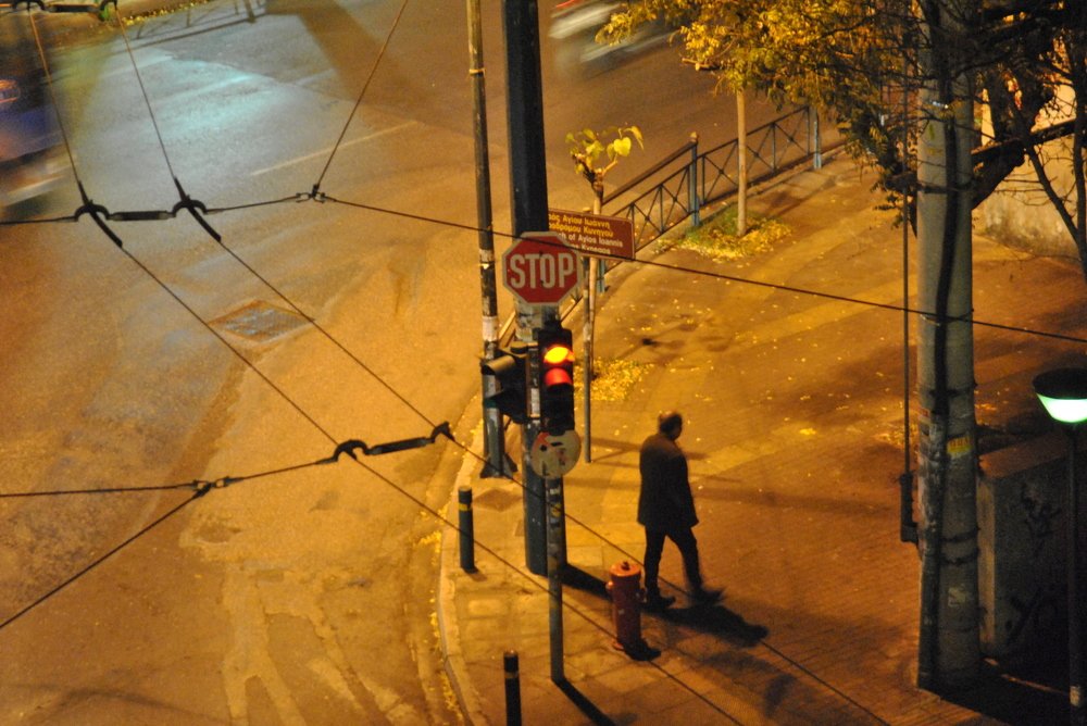 Man crossing the road