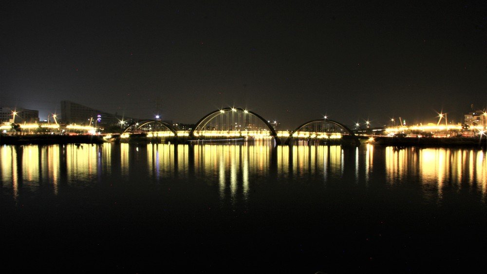 Nightscape of Haterjheel lake of Dhaka City