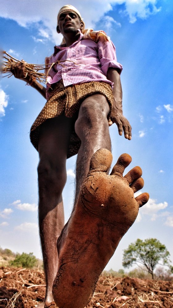Farmer at working at 44°c