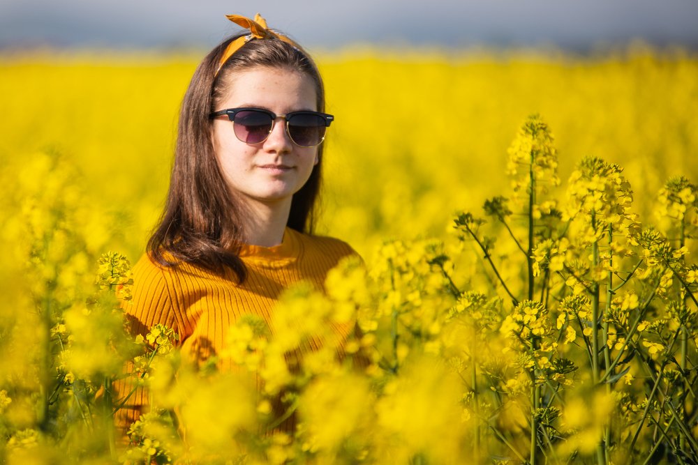 Portrait on the canola field