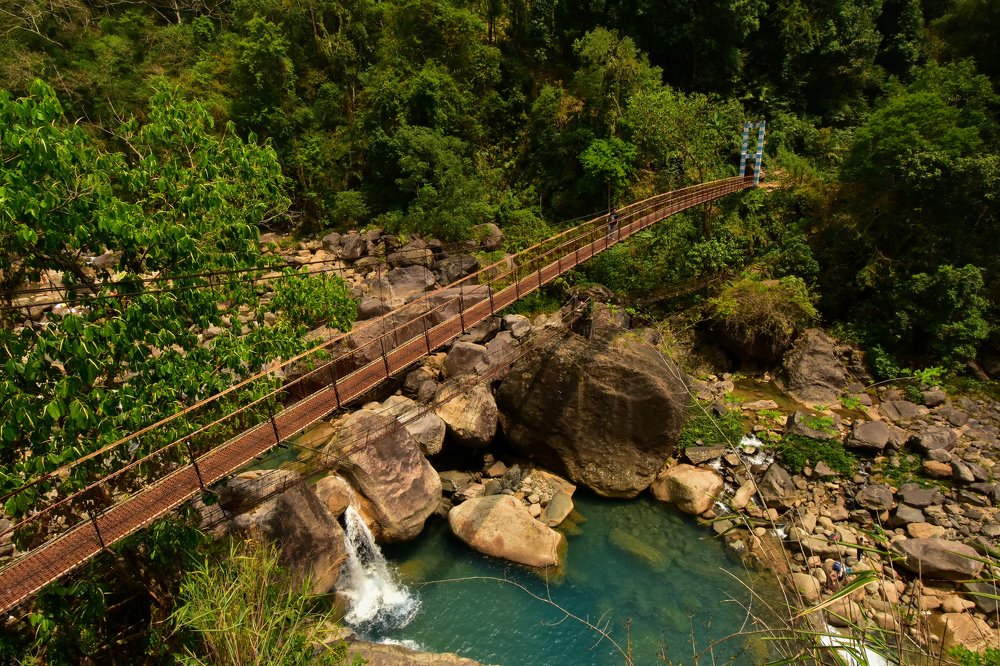 The Hanging Bridge and the Waterfall