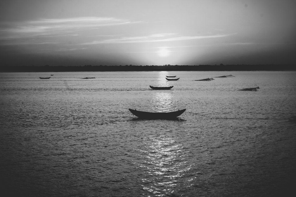 Beautiful Sunset on Black and white