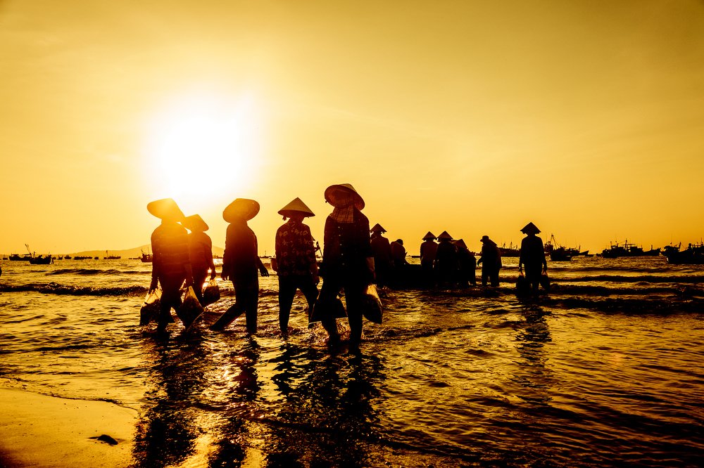 Seafood market in the morning