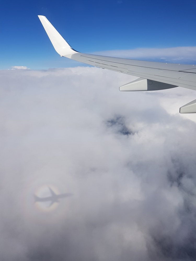 plane in the rainbow