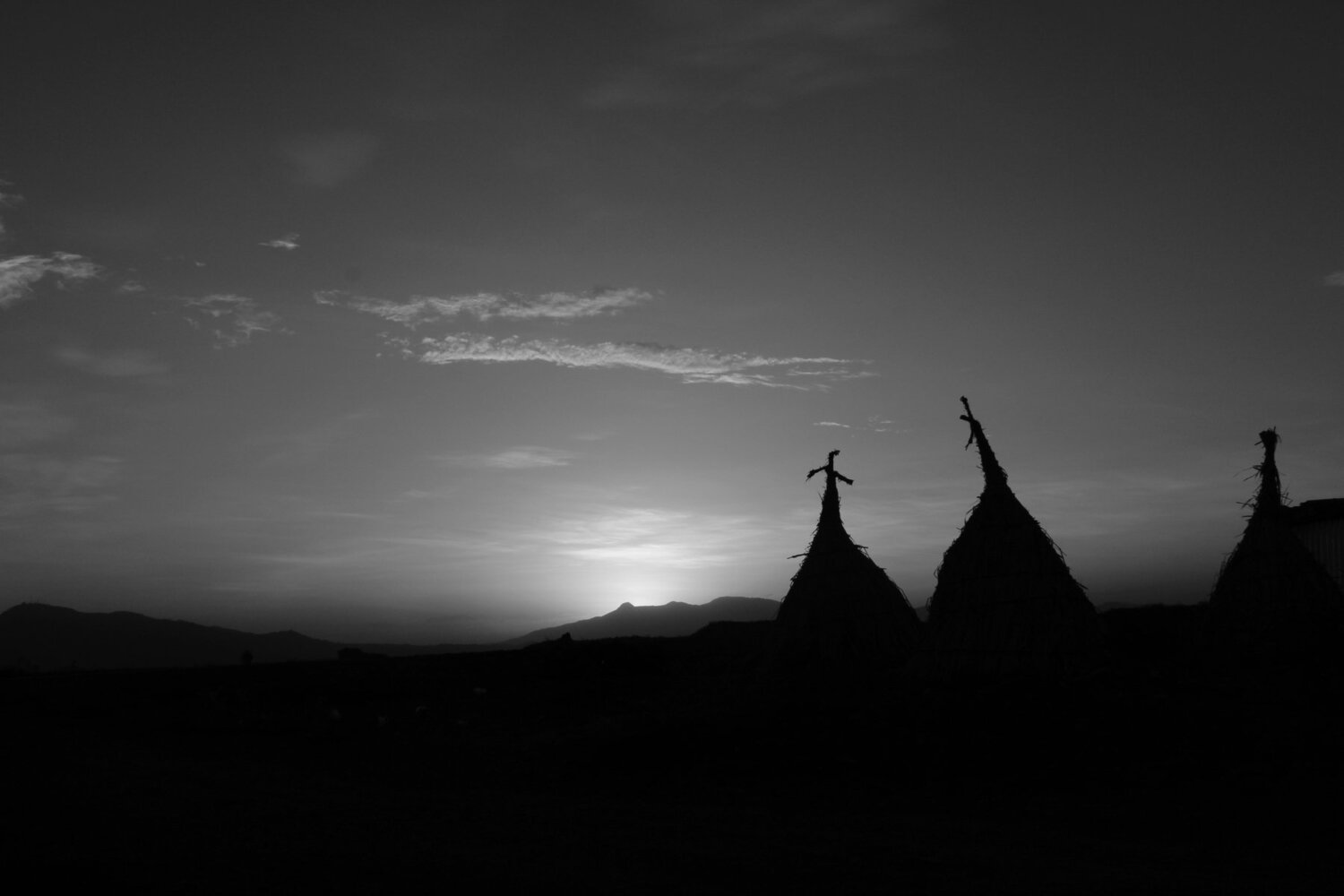 sunset vs traditionally made shelter.