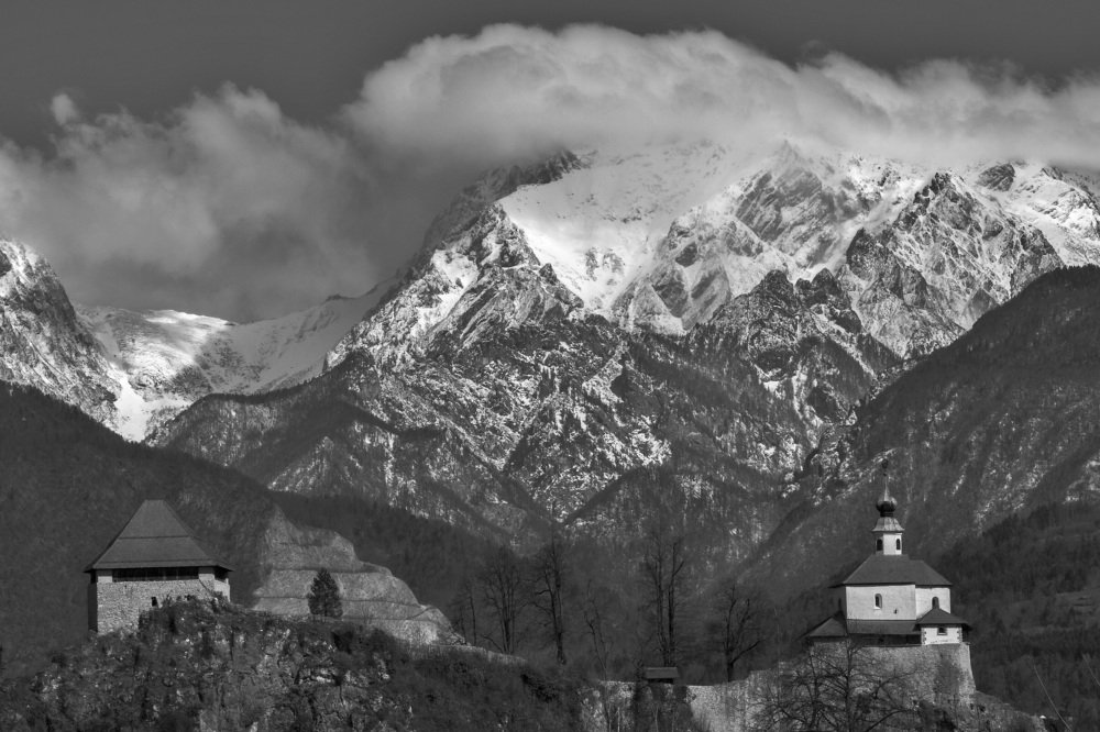 Chapel under the mountains