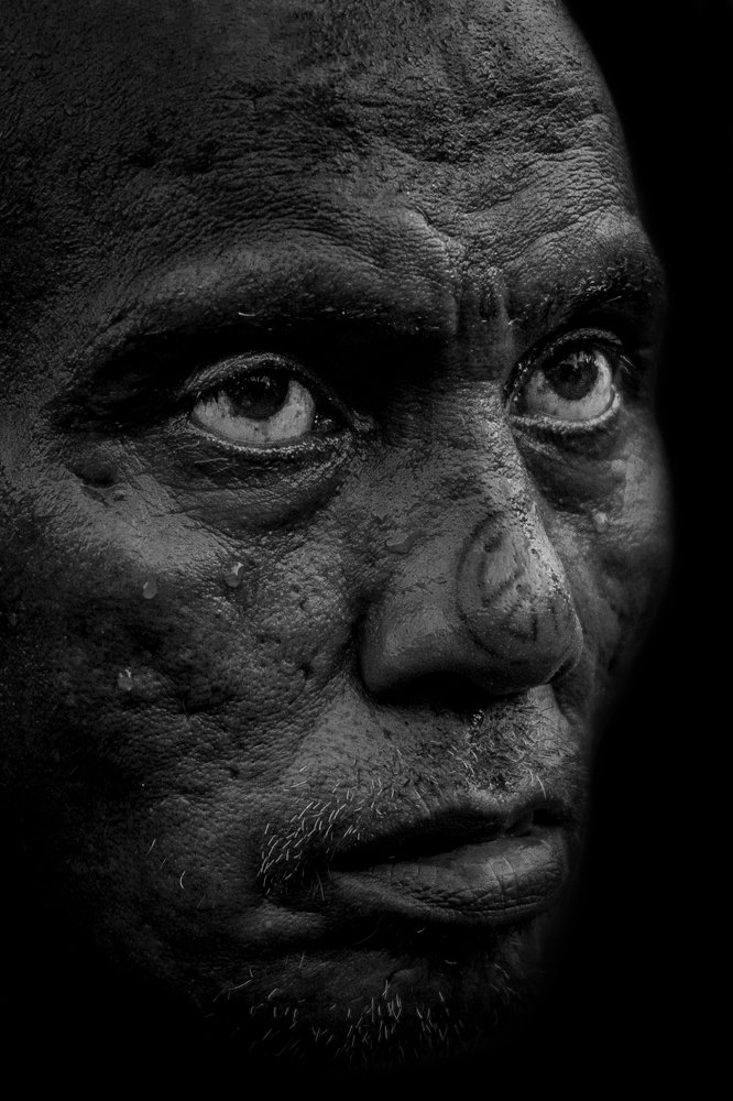 portrait of a tattooed human face