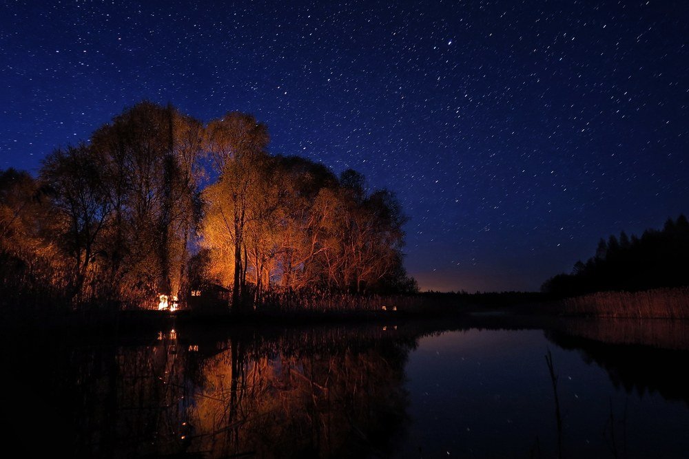 Parade of stars over the river