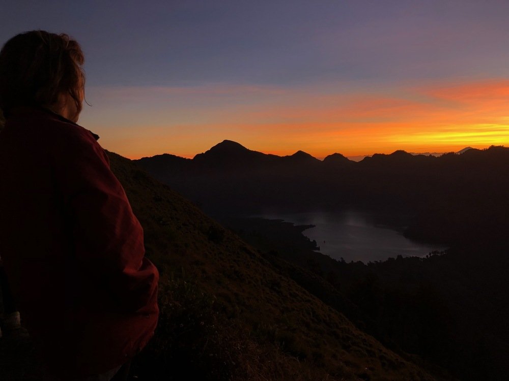 Watching the sunset on top the volcano
