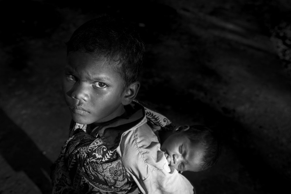 Brother caring his sister