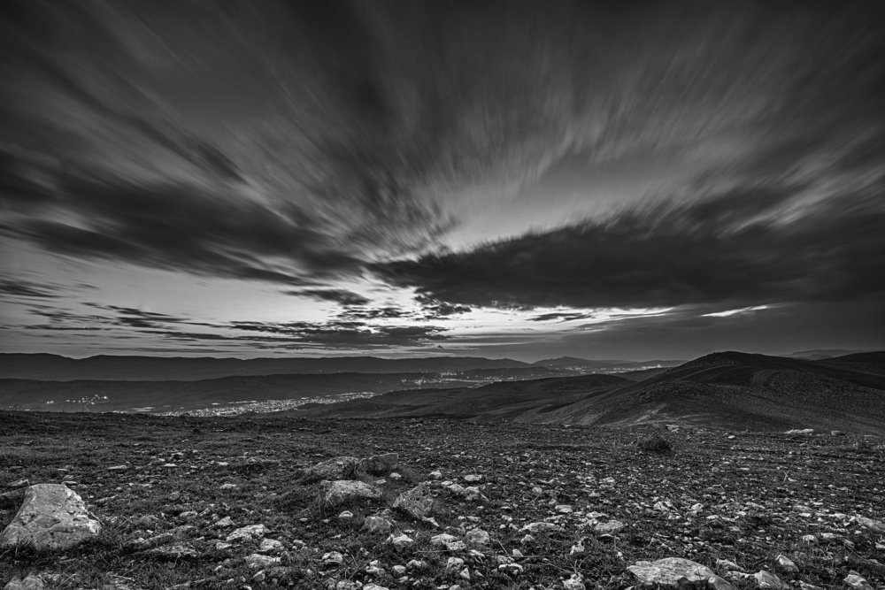 black and white landscape