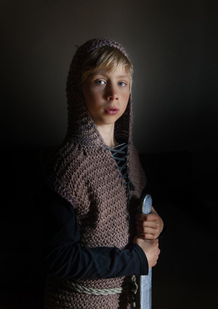 Boy in knight costume