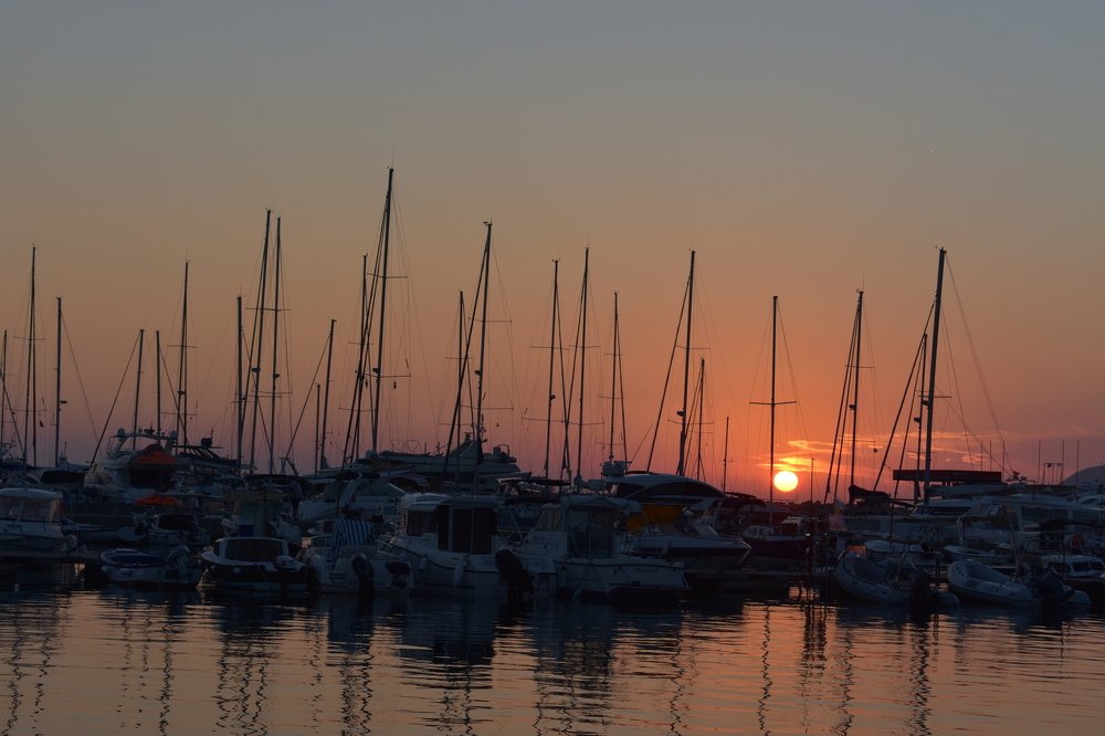 Harbor and sunset