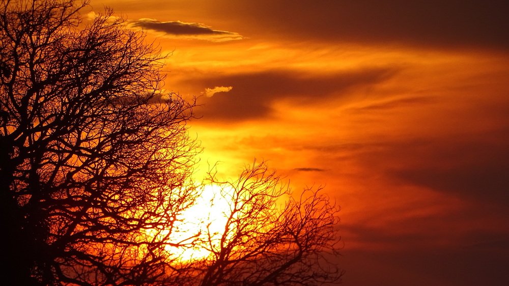 The sun sets