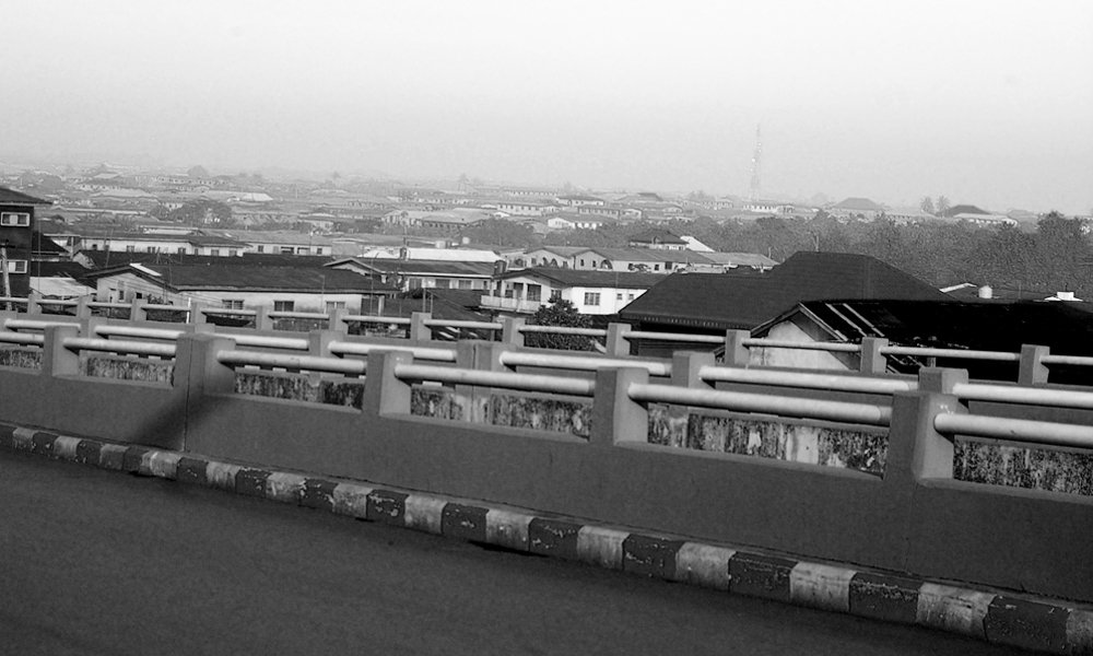 Black and white landscape.