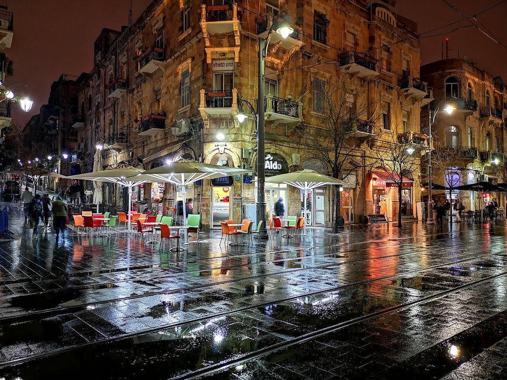 Иерусалим, ул. Яффо после дождя
