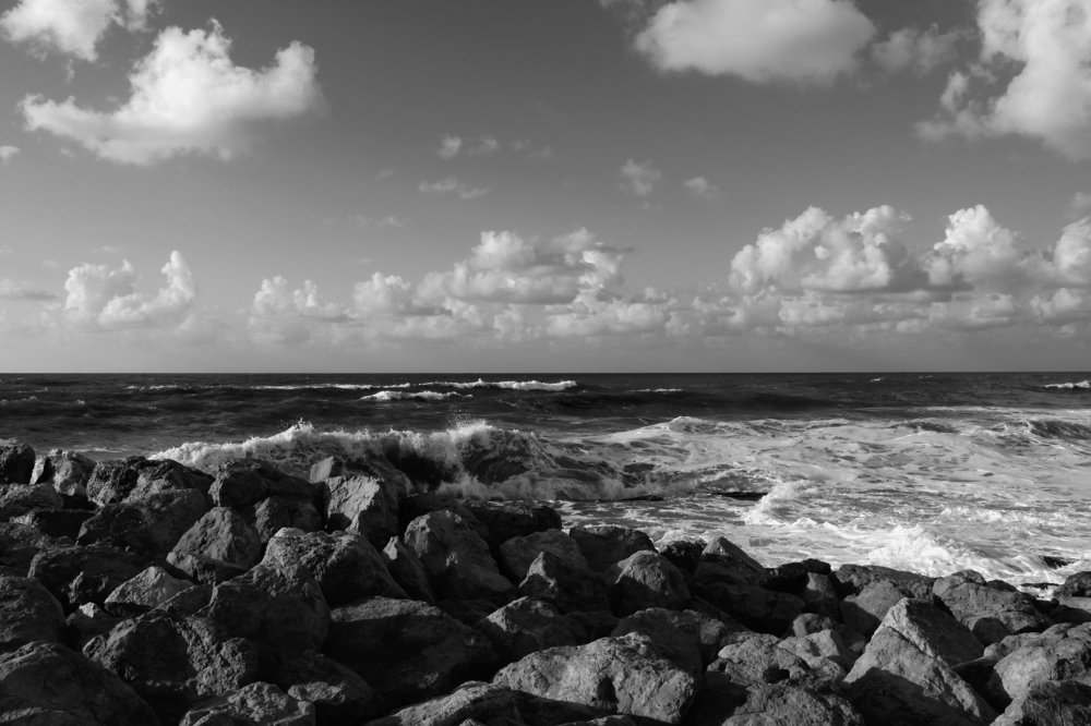 Stones, sea, clouds