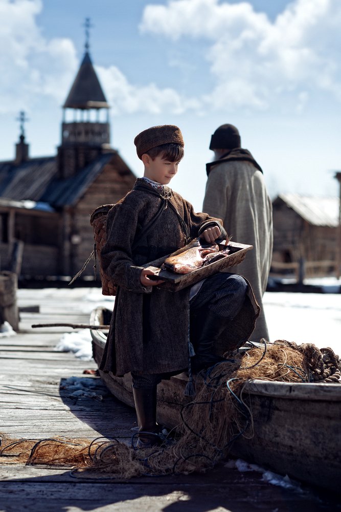 Тобольский рыболовный промысел XIX-XX века, дедушка с внуком