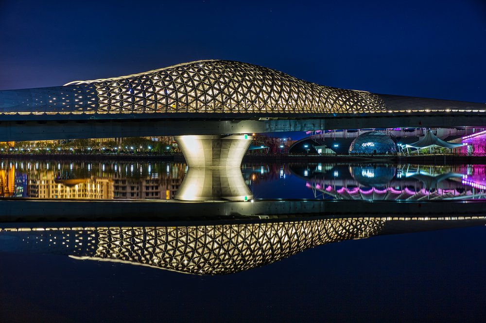 View on new modern bridge in Nur-Sultan