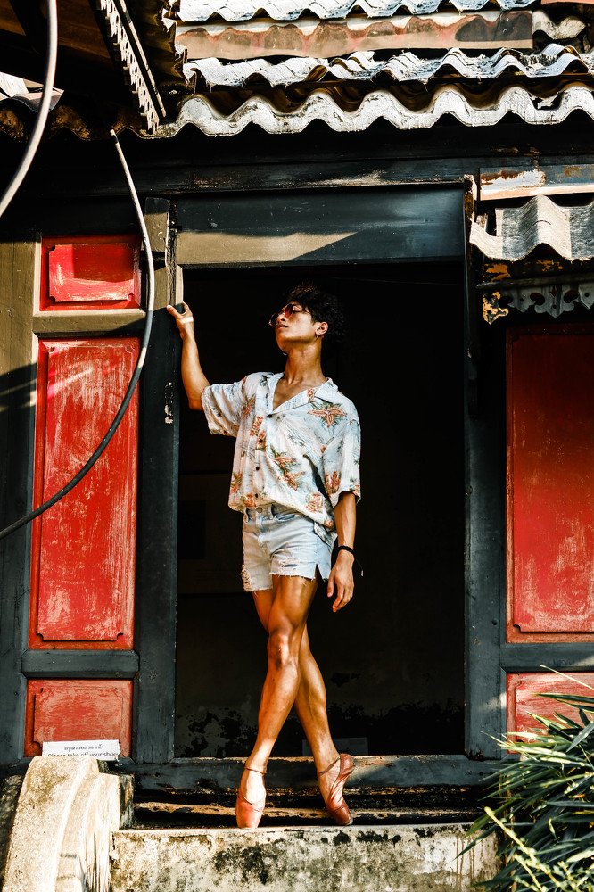A man and old door