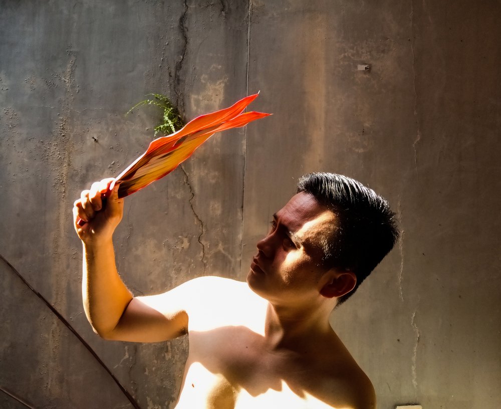 Portrait of a man under the sunlight