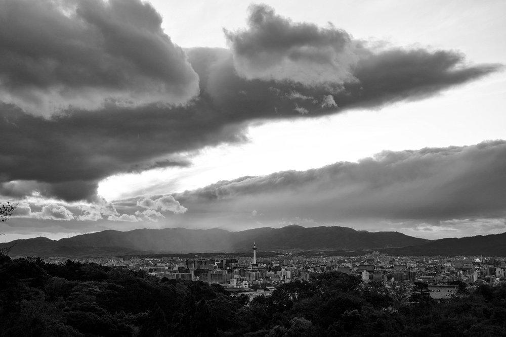 Kyoto Tower against the nature