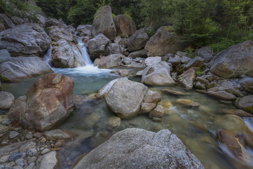 Dovžan gorge waterfall cascade