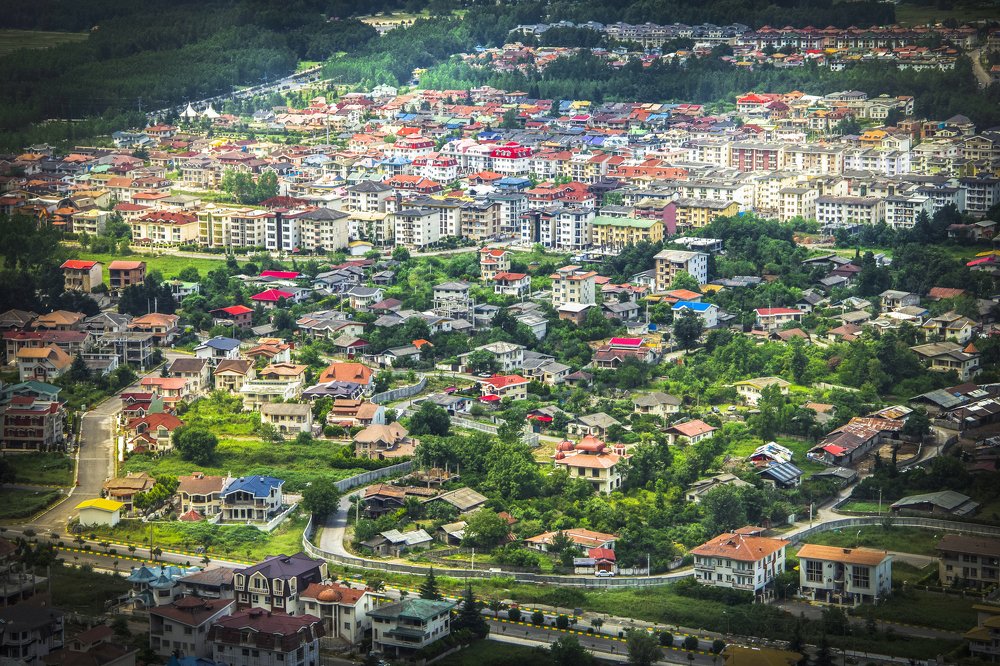 Aerial photograph of the city