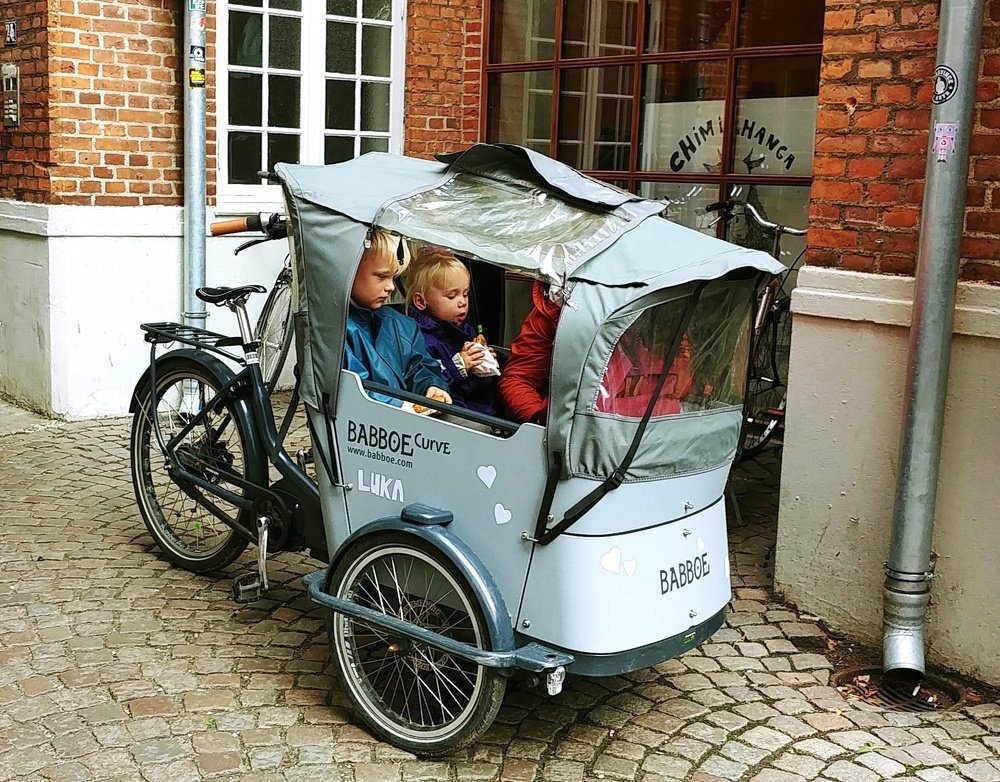 Brothers in a small car, Odense, Denmark
