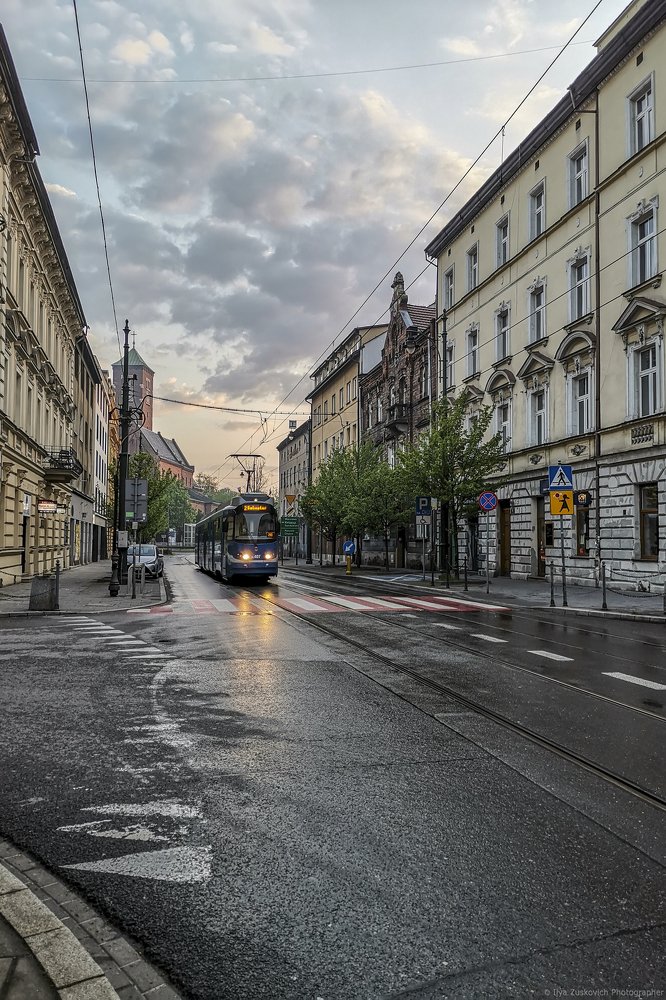 Krakow morning tram