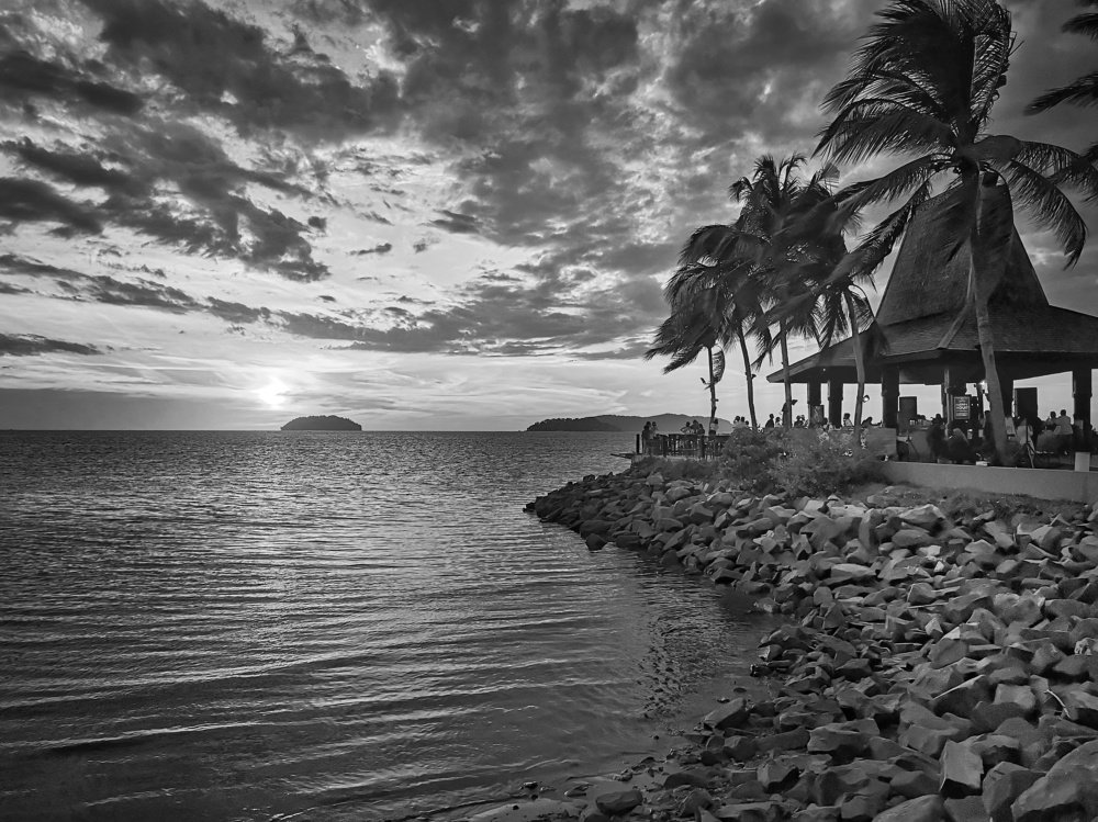 Sunset in black and white