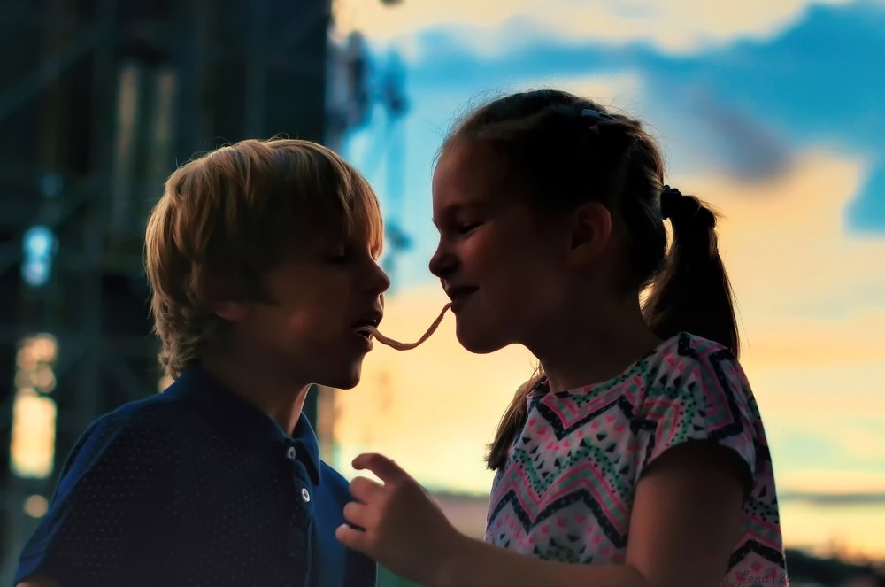 Kids. Evening. Candies