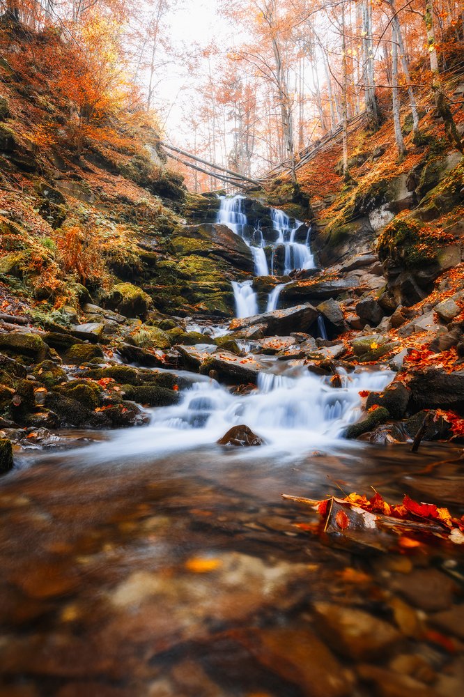 Waterfall in the autumn forest