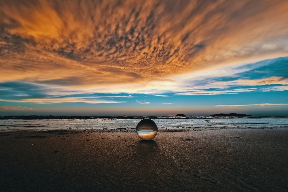 Lens ball Dramatic sunset clouds